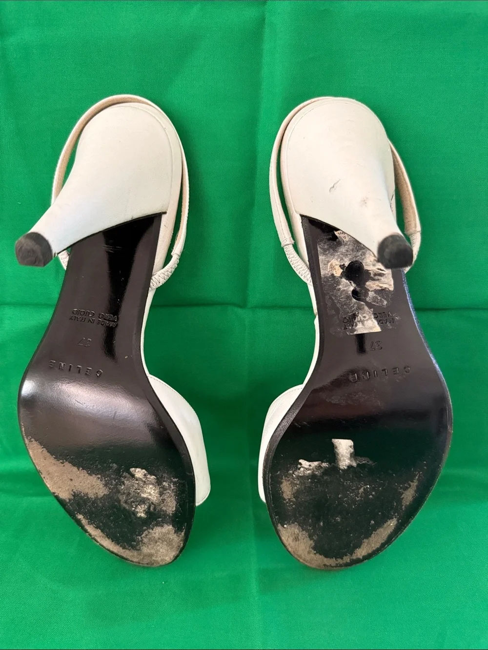 VINTAGE CELINE White Leather 🤍Slingback Sandals
